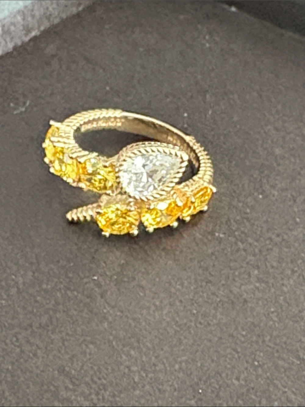 Judith Ripka Gold-tone Yellow Sapphire and Clear Accent Women's Ring